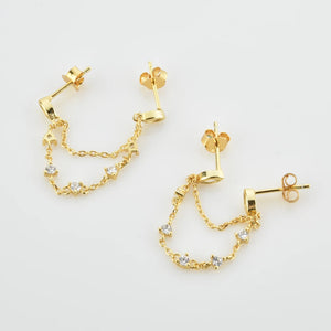 
                
                    Load image into Gallery viewer, Adina Single Connected Bezel Earring - Gold
                
            