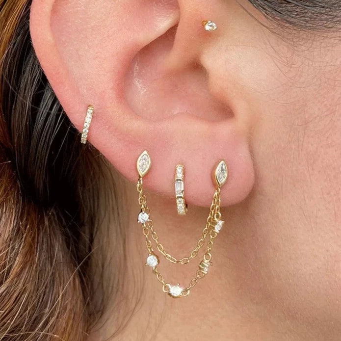 Adina Single Connected Bezel Earring - Gold