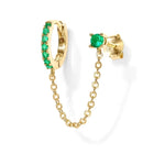 Marx Single Connected Earring - Emerald