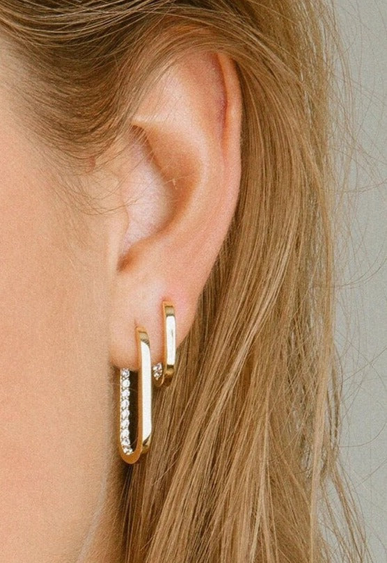 Embedded Oval Hoop Earring