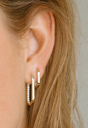 Embedded Oval Hoop Earring