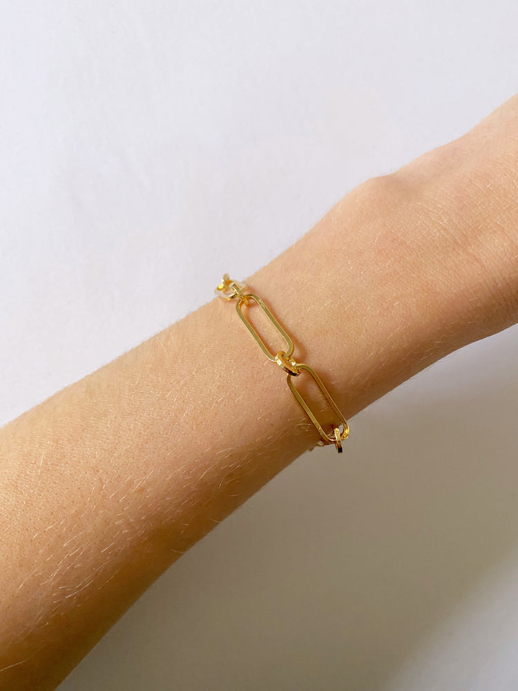 Gold dipped paperclip chain bracelet