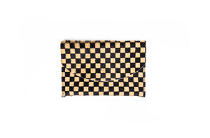 Tan Checkered Envelope Pouch