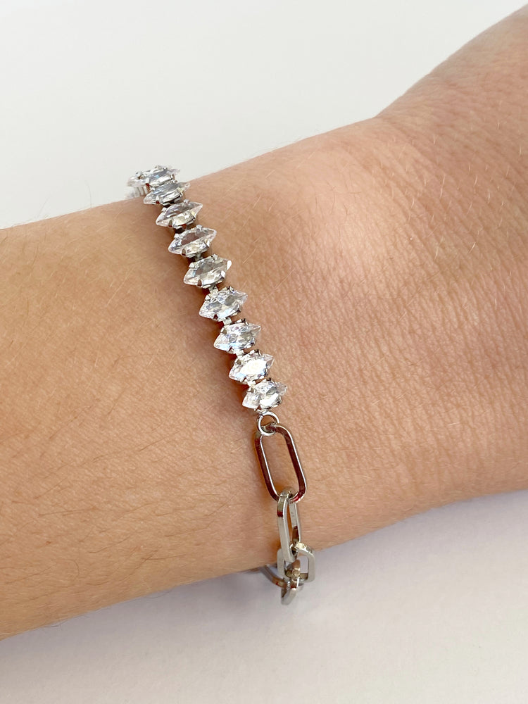 Marquise Paperclip Chain Bracelet - Silver
