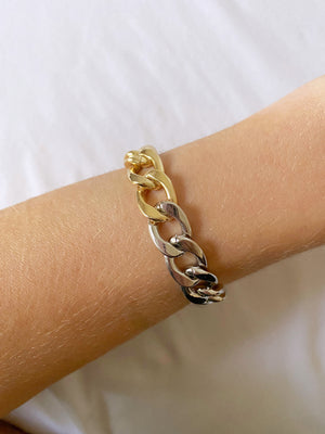 Chunky Two Tone Cuban Chain Bracelet