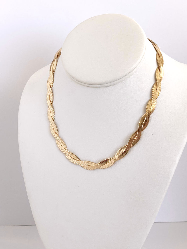 Braided Snake Chain Necklace - Gold