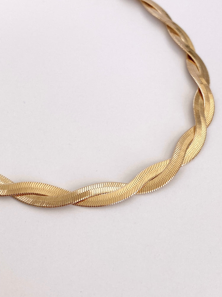 Braided Snake Chain Necklace - Gold