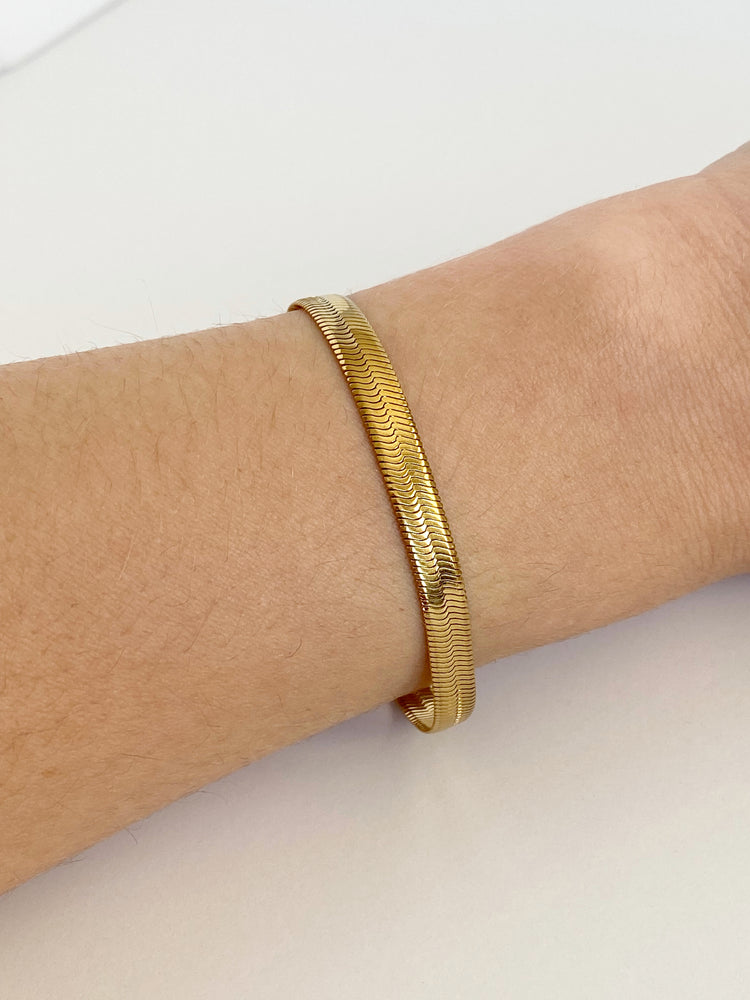 Herringbone Chain Bracelet - Gold