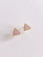 Triangle Shimmer Stud Earrings - Pink