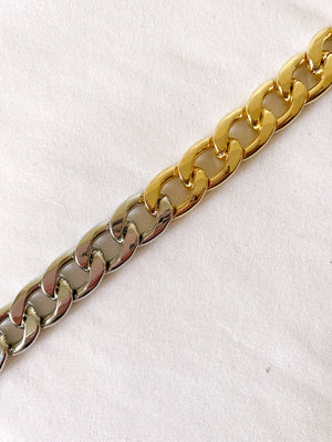 Chunky Two Tone Cuban Chain Bracelet