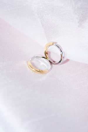 Two Tone 9mm Huggie Hoop Earring