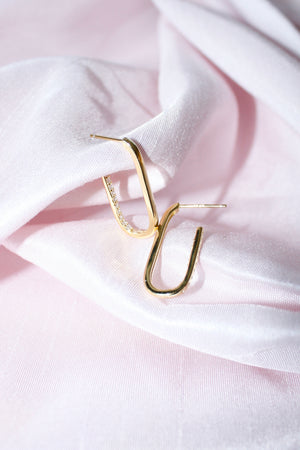 Embedded Oval Hoop Earring