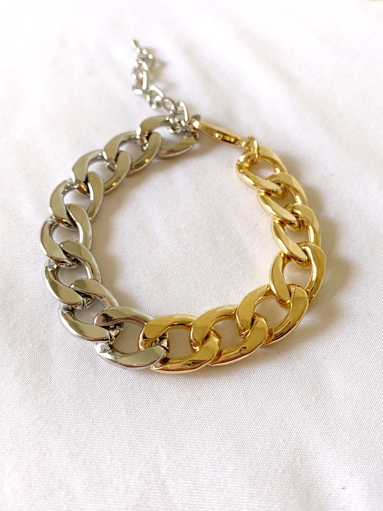 Chunky Two Tone Cuban Chain Bracelet