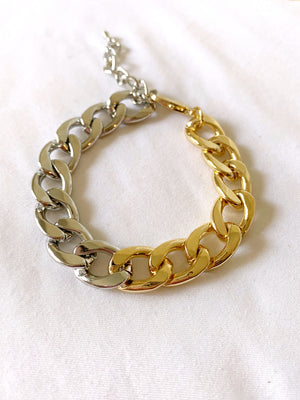 Chunky Two Tone Cuban Chain Bracelet
