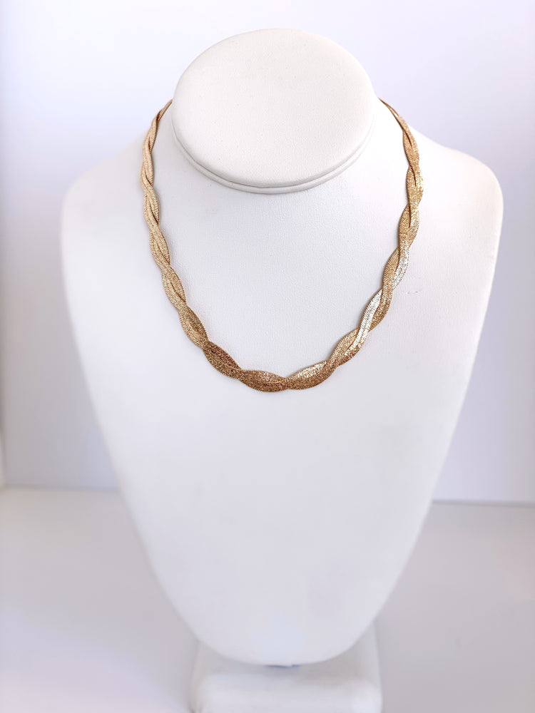 Braided Snake Chain Necklace - Gold