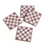 Wine Checkered Coaster Set