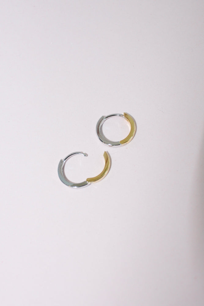 Two Tone 9mm Huggie Hoop Earring