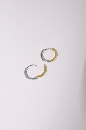 Two Tone 9mm Huggie Hoop Earring