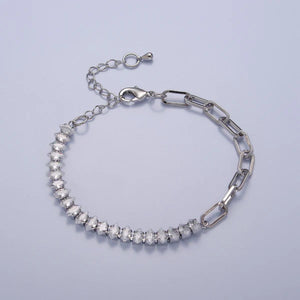 Marquise Paperclip Chain Bracelet - Silver