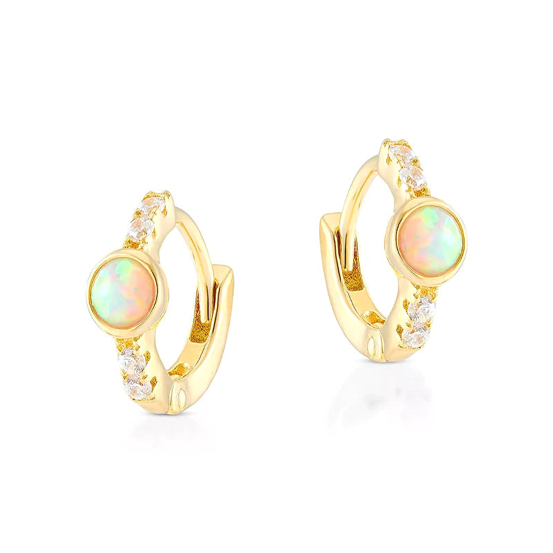 
                
                    Load image into Gallery viewer, Opal Huggie Hoop Earring
                
            