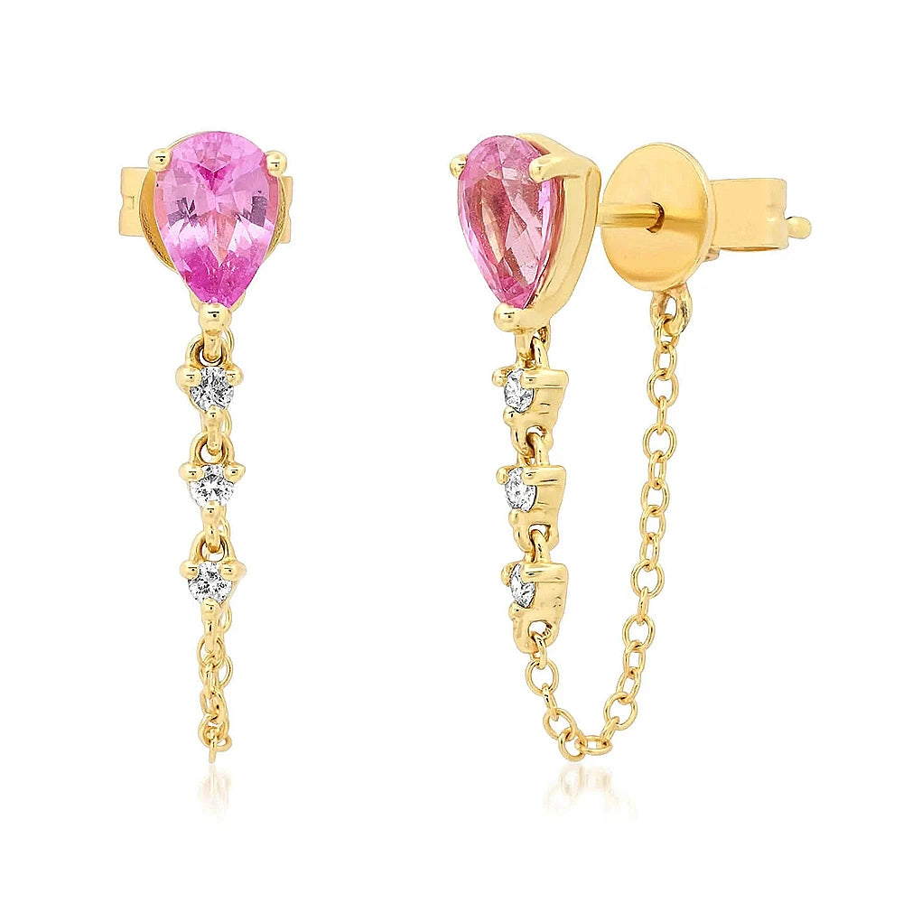 Elsie Chain Earring - Pink